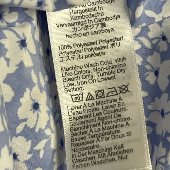 J. Crew Factory Popover Placket Blouse in‎ Blue and White Floral Size S NWT - Picture 9 of 10